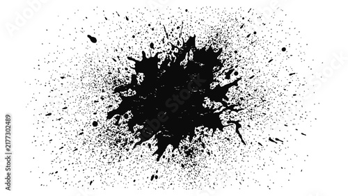 Black ink splash or paint splatter design element