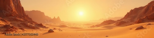 Desert-inspired platform, sunlit, sandy scene , commercial, minimal, background