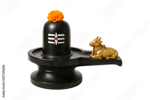 Traditional Shiva Lingam With Nandi Statue Isolated on a Transparent Background