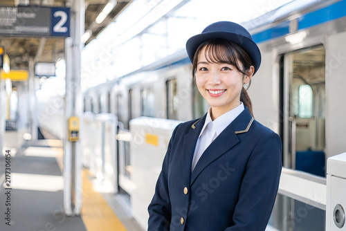 Fototapeta アジア人女性駅員01