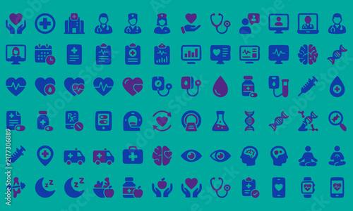 Healthcare duotone vector icon set