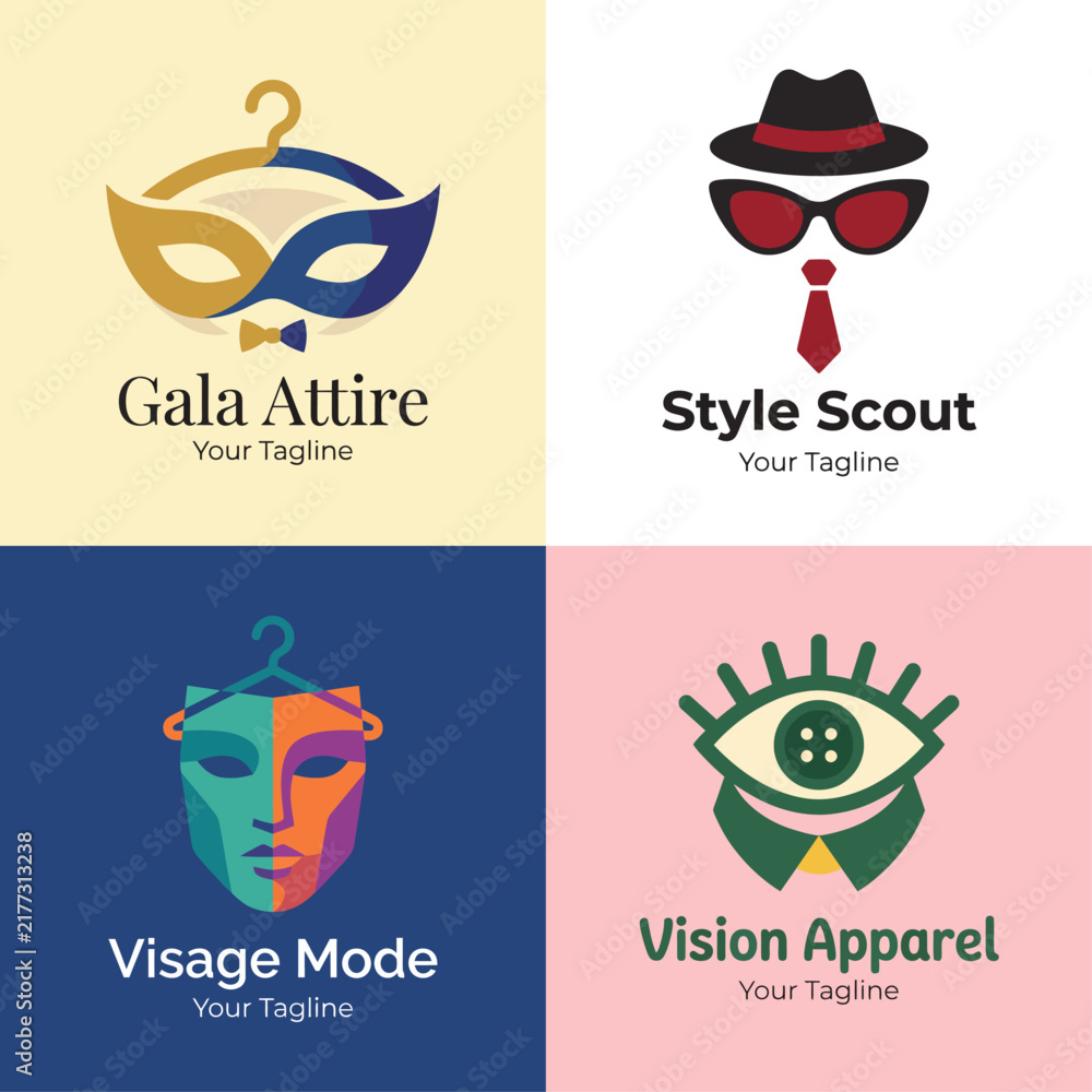 Naklejka premium A fashionable representation featuring logos related to stylish clothing and accessories, emphasizing the importance of personal style and expression through attire.