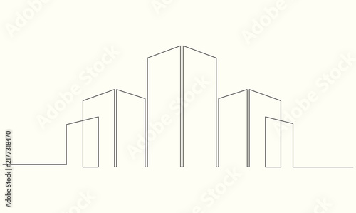 Minimalist city skyline one continuous line illustration for urban landscape and real estate concept