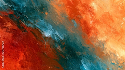 Abstract Texture with Red, Orange, and Blue Hues, Suitable for Grunge Backgrounds, Old Photo Noise, and Marble Textures