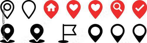 Cuadro en lienzo Location map pin and marker icons set