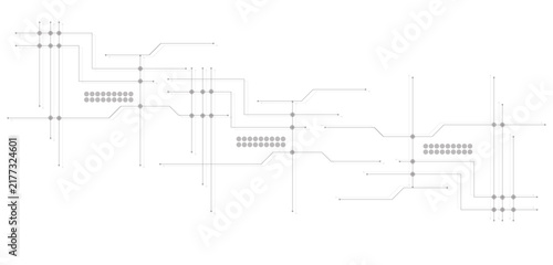 Circuit board schematic illustration displays a network of connections and components on a white background diagram electronic electrical nodes lines paths junctions system infrastructure technology