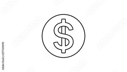 Line drawing of a dollar sign coin.