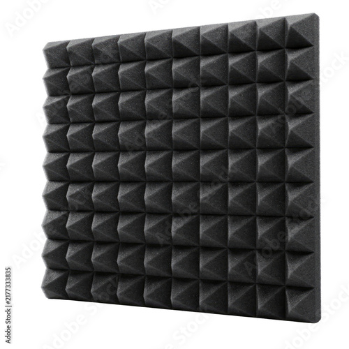 Obraz w ramie Black Foam Acoustic Panel with Pyramid Design for Soundproofing