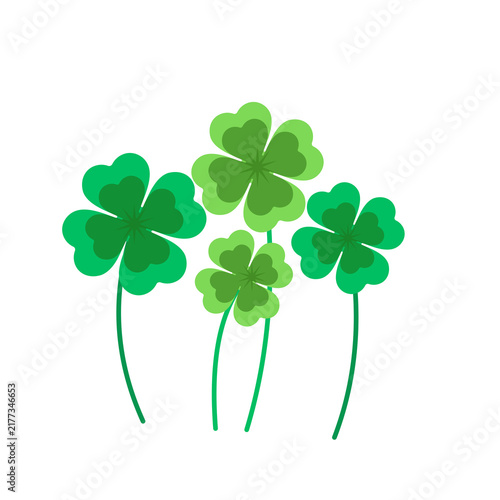 Obraz na płótnie Four leaf clover set isolated on transparent background, lucky green shamrock pl
