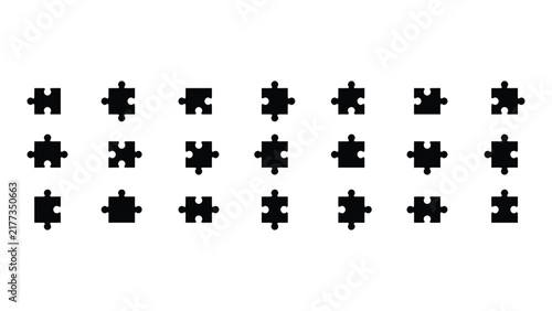 фотографія Puzzle Pieces: A collection of interconnected puzzle pieces arranged in a grid, symbolizing connection, problem-solving, and the pursuit of completeness