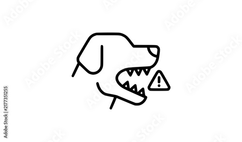Dog Bite Warning Safety Vector Line Icon