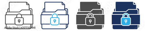 Plakat w ramie locked file icon set multi concept
