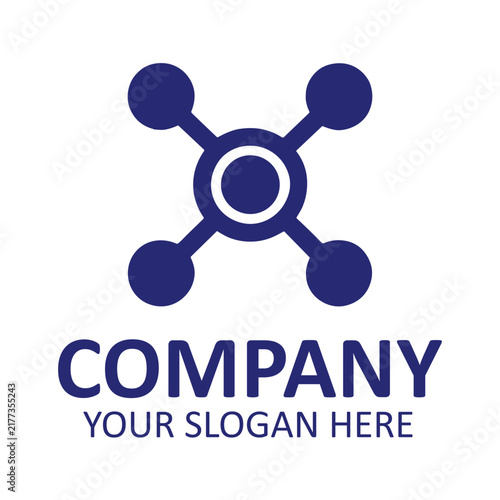 Abstract blue tech logo design with four connected circles