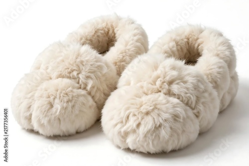 Cozy White Sheepskin Slippers for Warmth and Comfort ai generated