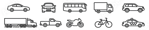 Various vehicle icons set for transportation services
