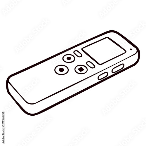 Foto Digital Voice Recorder Line Art - Portable Audio Recording Device Vector Illustr