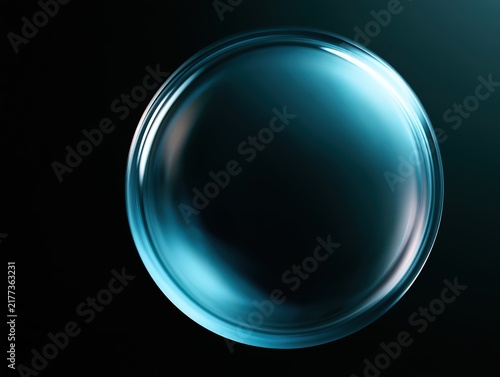 Translucent Bubble with Blue Cyan Glossy Reflection