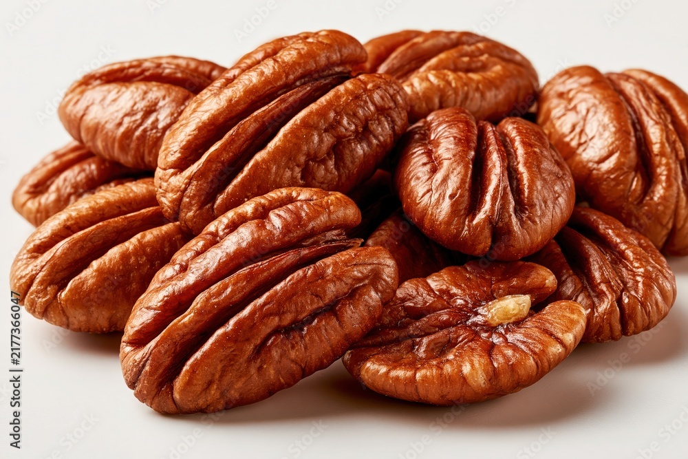 Fototapeta premium Pecan nuts pile close up macro commercial food photography studio light