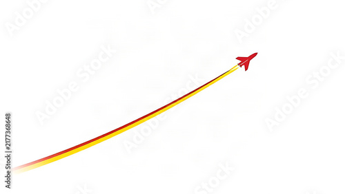 A dynamic parabolic trajectory line soaring through empty space.