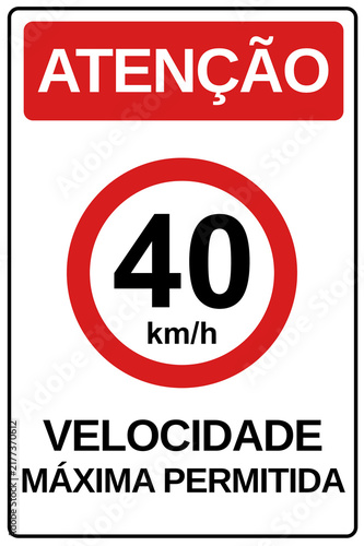 Tapety artystyczne placa aviso velocidade máxima 40 km por hora