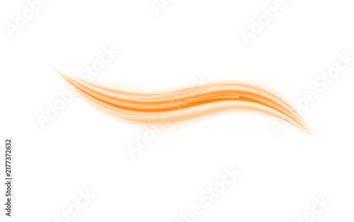 Photography A smooth, flowing orange wave shape curves dynamically across a white background