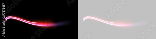 Obraz na plátně Curved neon light streaks dominate the dark background with smooth, glowing edges
