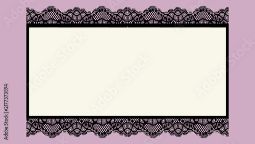 Obraz na płótnie Elegant black lace decorative frame border with a delicate vintage feel, perfect