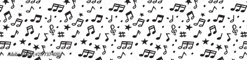 Music note melody lyric doodle seamless pattern background repeat key note song