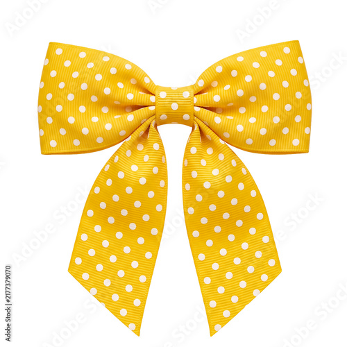 Yellow polka ribbon bow element design
