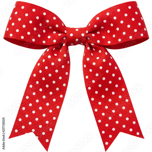Red polka ribbon bow element