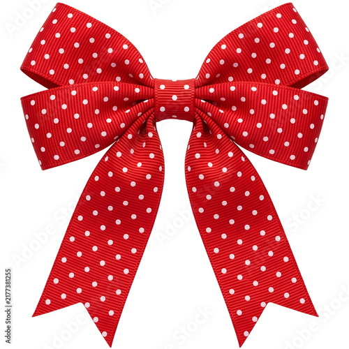 Red polka ribbon bow