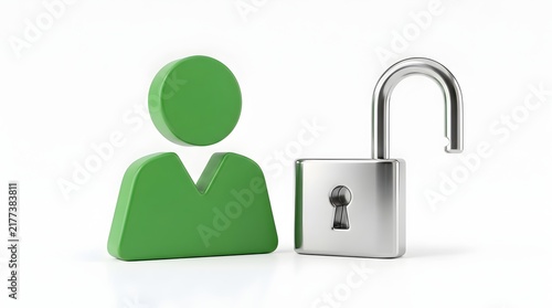  Personal Data Privacy and User Security Concept with Profile Icon and Open Padlock