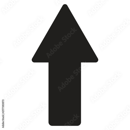 Minimalist black arrow pointing up, bold directional pointer vector, simple navigation icon for web and interface design