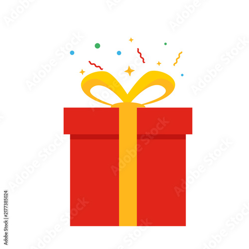 surprise red gift box, birthday celebration, special give away package, loyalty program reward,