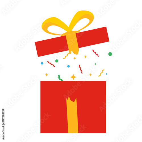 surprise red gift box, birthday celebration, special give away package, loyalty program reward,
