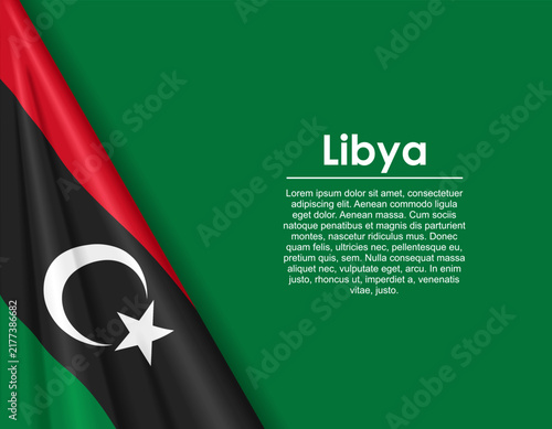 Obraz na plátne Libyan waving national flag background and placeholder text