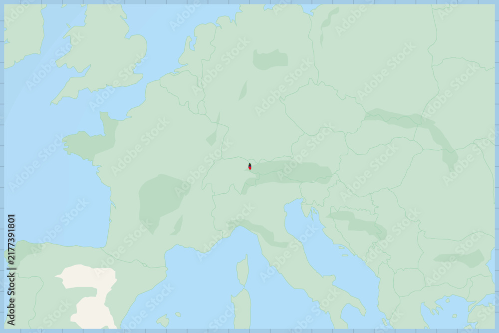 Obraz premium Liechtenstein Map with National Flag Overlay.