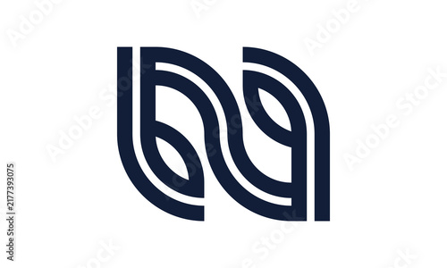 Monogram Letter N with Leaf and Wave Lines Logo Design