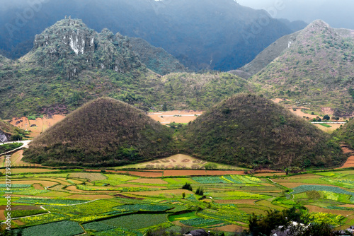 Rugged Limestone Mountains in Ha Giang, Northern Vietnam