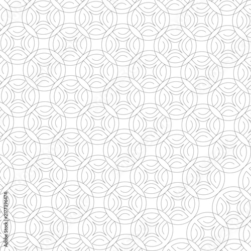 Seamless Geometric Circle Pattern with Floral Line Art