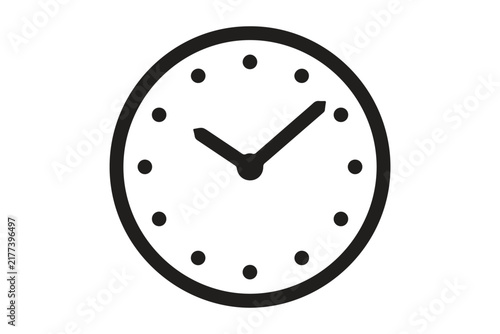 Wall clock showing time with numbers and hands inside a round outline icon schedule deadline