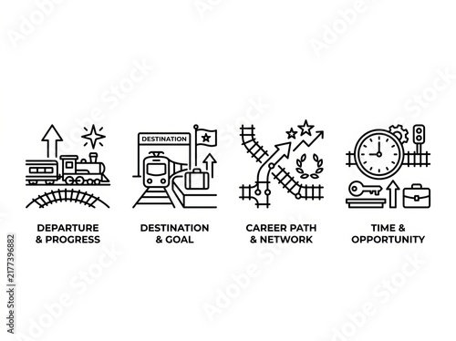 Vector illustration of business growth strategy concepts and elements.