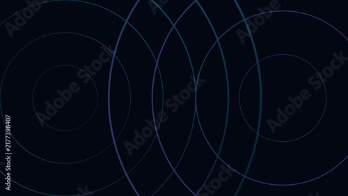 Принти на полотні Abstract digital art featuring intertwined luminous rings on a deep, mysterious