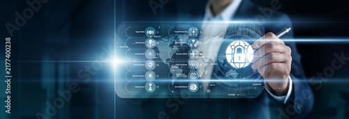фотографія Network Security point: Analyst hunting threats on a virtual screen