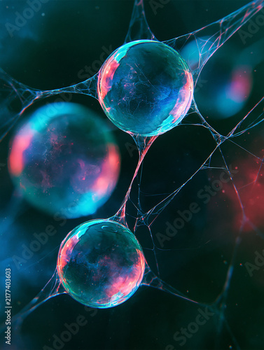 Translucent Spheres Connected by Filament Network