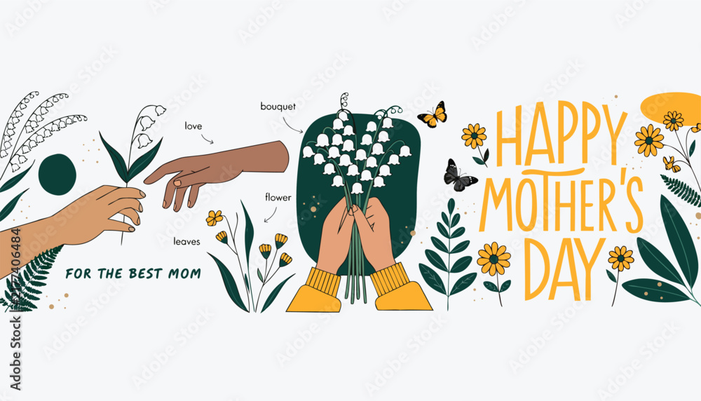 Fototapeta premium Vector illustration of family celebration with hearts
