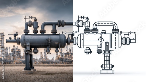 Industrial Valve Inspection: Detailed View of Black Metal Valves and Pipes in Factory Setting