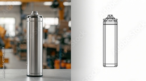 Stainless Steel Cylinder with Circular Top in Workshop Setting