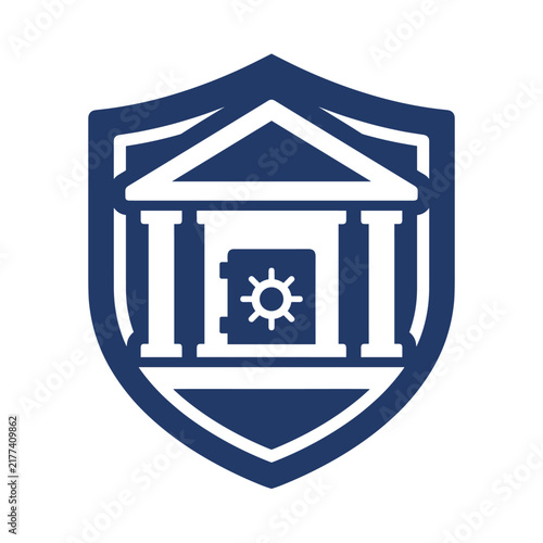 Blue bank shield icon representing financial security