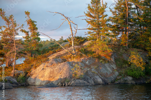 Obraz na plátne Trees on a small island in Georgian Bay, Ontario, Canada, welcome another Dawn